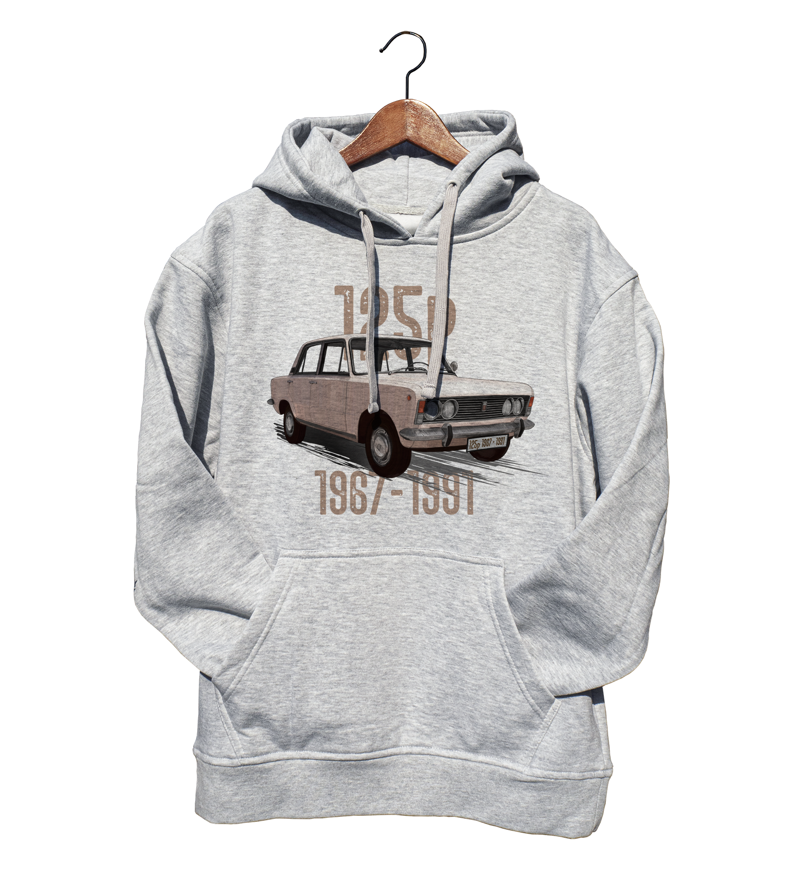 Duży Fiat — bluza (Rozmiar: XL; Kolor bluzy: szary; Rodzaj nadruku: Duży Fiat)