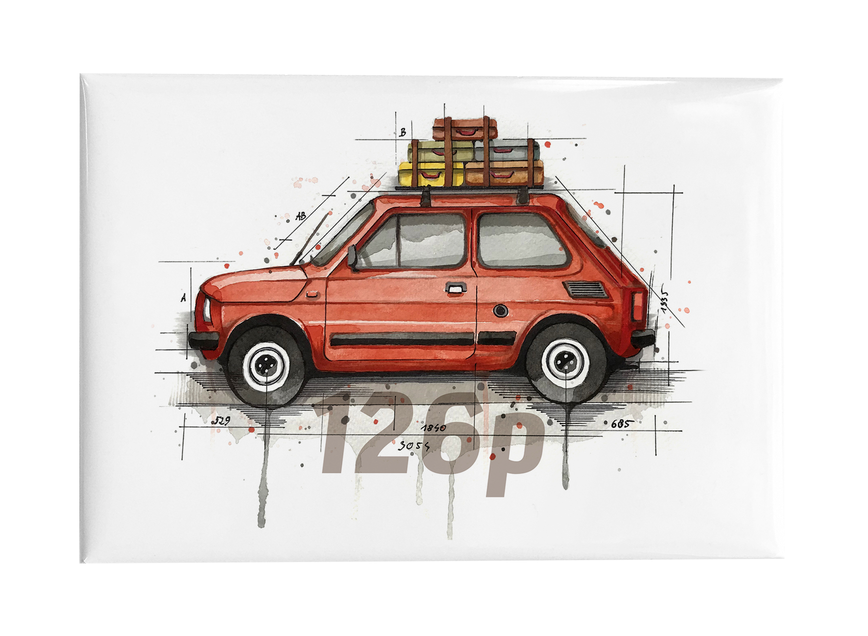 Fiat 126p — magnes (Kolor nadruku: czerwony; Rodzaj nadruku: Fiat 126p)