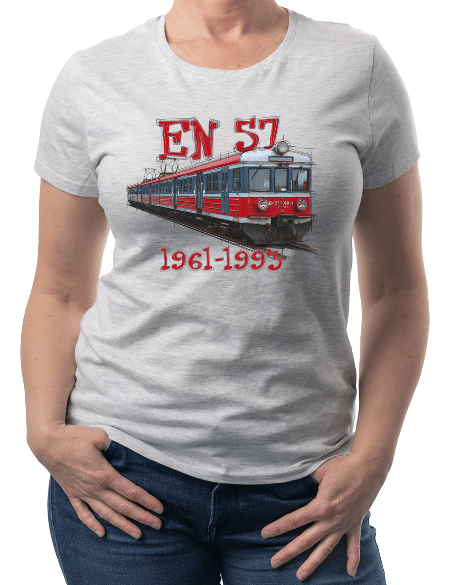 EN57 Regio — koszulka (Kolor koszulki: jasnoszary melanż; Rozmiar: S (damska); Rodzaj nadruku: EN57 Regio)