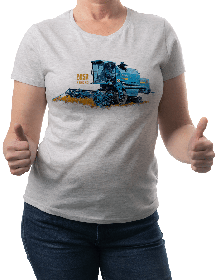 Bizon Rekord — koszulka (Kolor koszulki: jasnoszary melanż; Rozmiar: 3XL (damska); Rodzaj nadruku: Bizon Rekord)