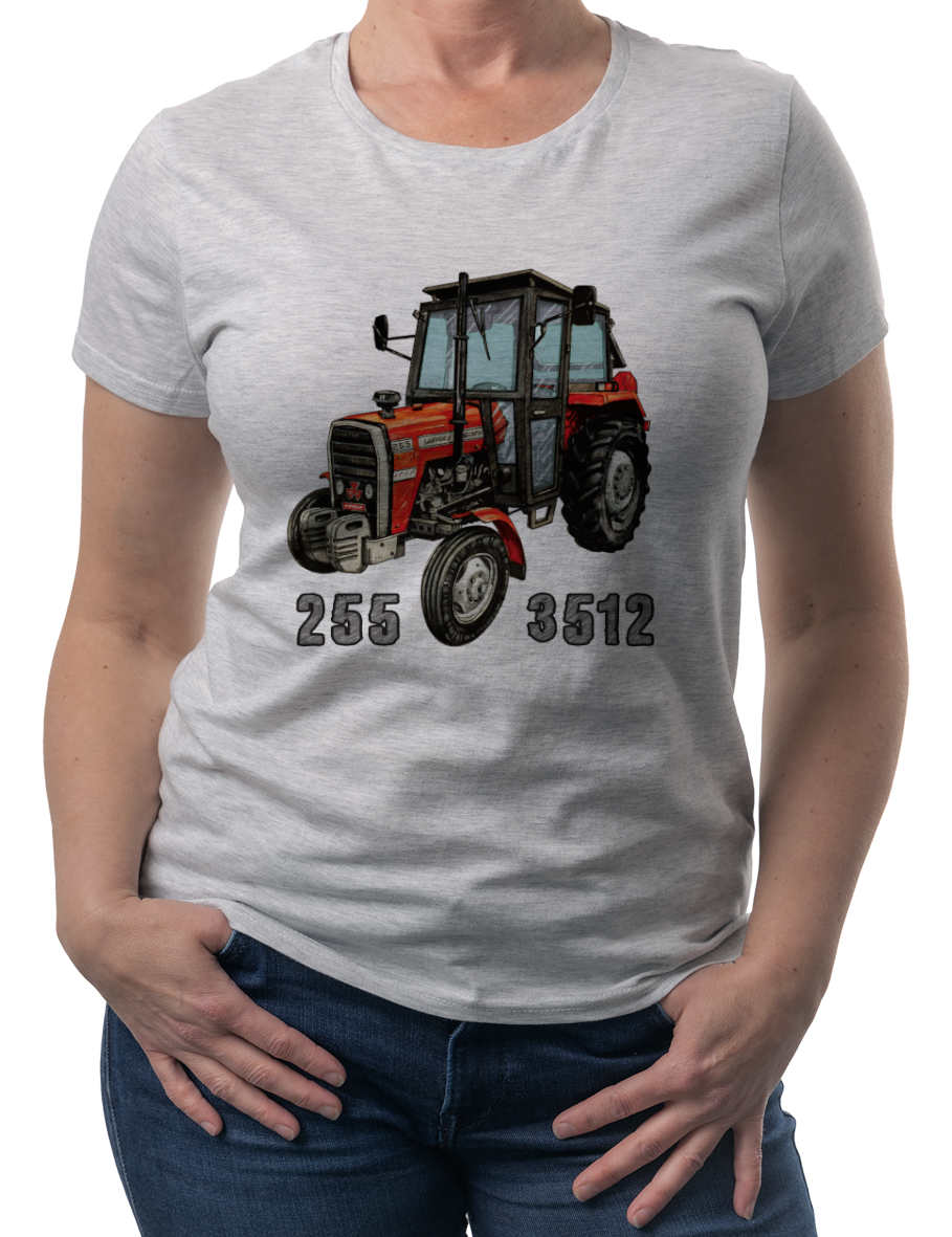 Massey Ferguson — koszulka (Kolor koszulki: jasnoszary melanż; Rozmiar: XL (damska); Rodzaj nadruku: Massey Ferguson)