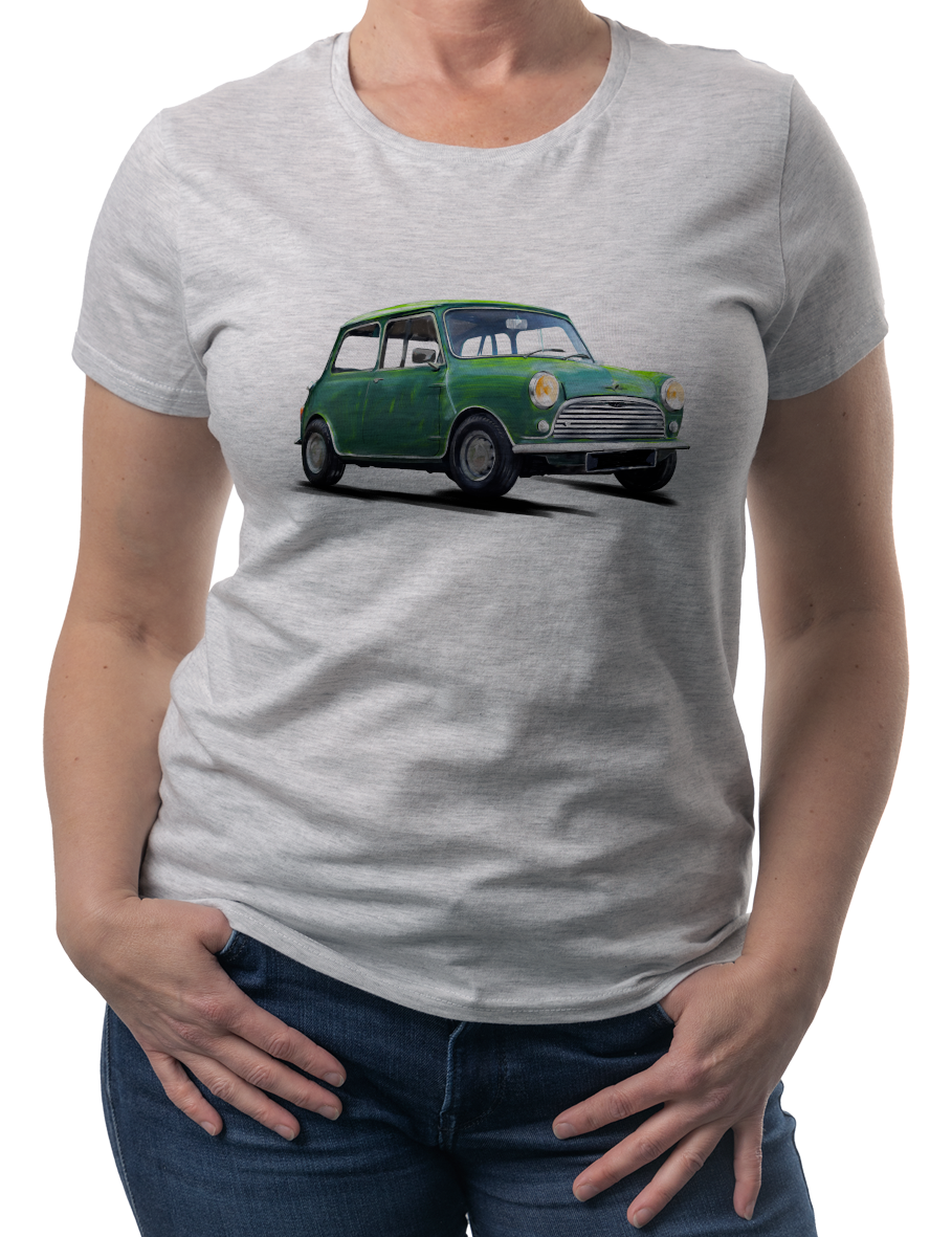 Mini — koszulka (Kolor koszulki: jasnoszary melanż; Rozmiar: M (damska); Rodzaj nadruku: Mini)