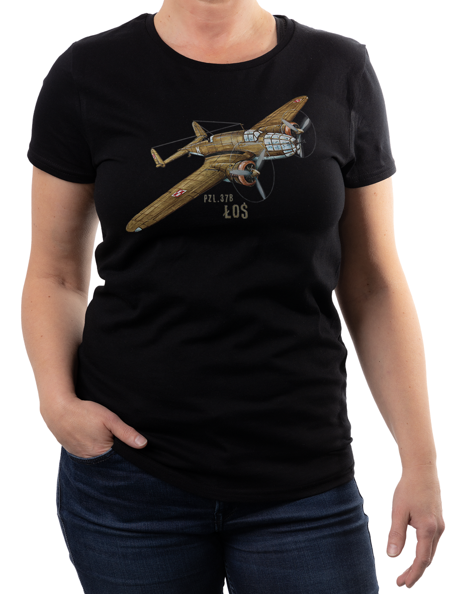 Łoś — koszulka (Kolor koszulki: czarny; Rozmiar: S (damska); Rodzaj nadruku: Łoś)
