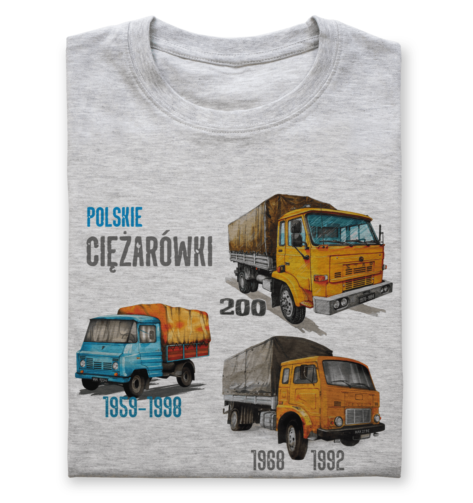 Koszulka dla kierowcy ciężarówki (Kolor koszulki: jasnoszary melanż; Rozmiar: 3 - 4 lata; Rodzaj nadruku: CIEMIX)