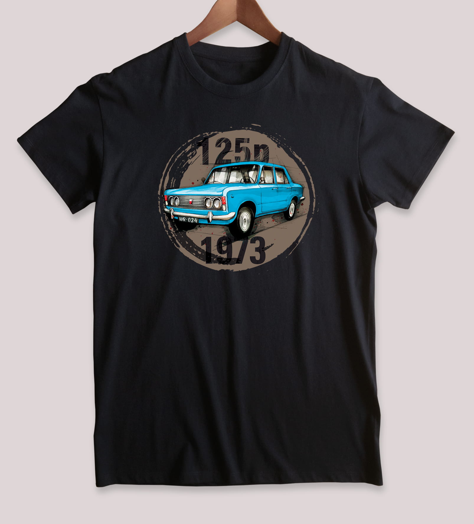 Fiat 125p — koszulka (Kolor koszulki: czarny; Rozmiar: 5 - 6 lat; Rodzaj nadruku: Fiat 125p)