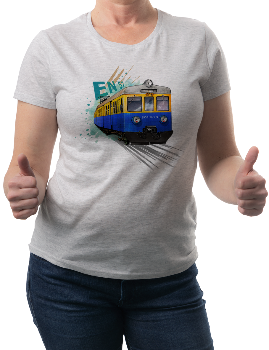 EN57 — koszulka (Kolor koszulki: jasnoszary melanż; Rozmiar: L (damska); Rodzaj nadruku: EN57)