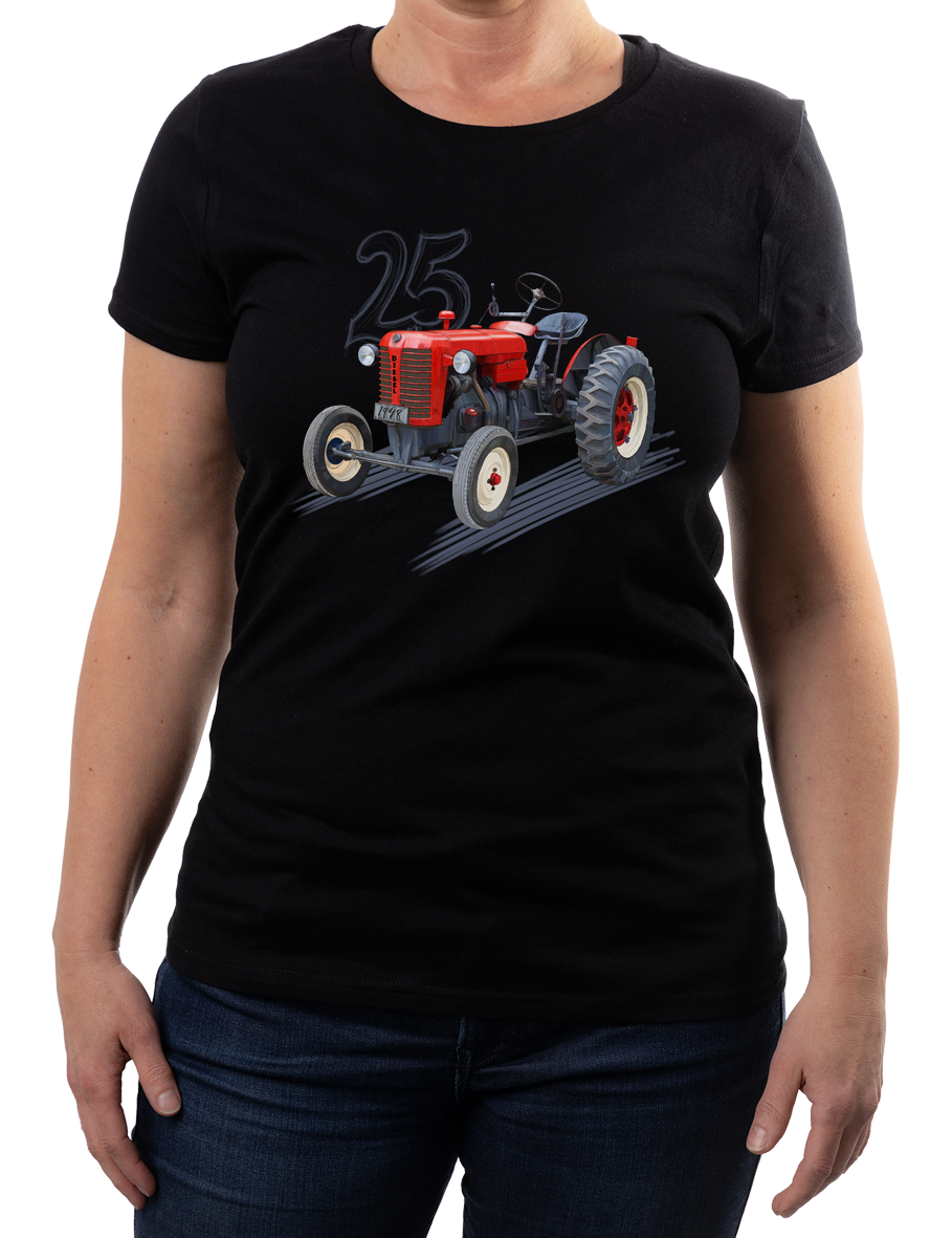 Zetor 25 — koszulka (Kolor koszulki: czarny; Rozmiar: XL (damska); Rodzaj nadruku: Zetor 25)