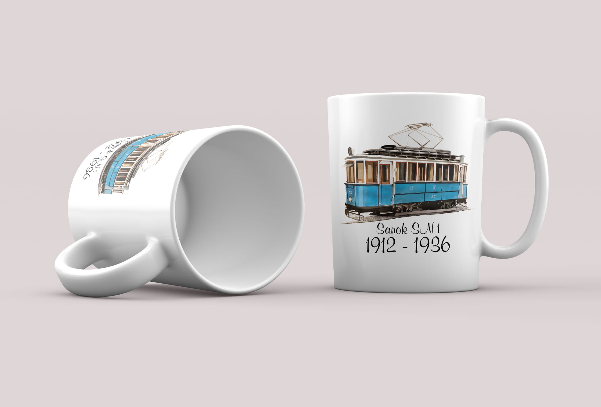 Sanok — kubek (Rodzaj nadruku: Tramwaj)
