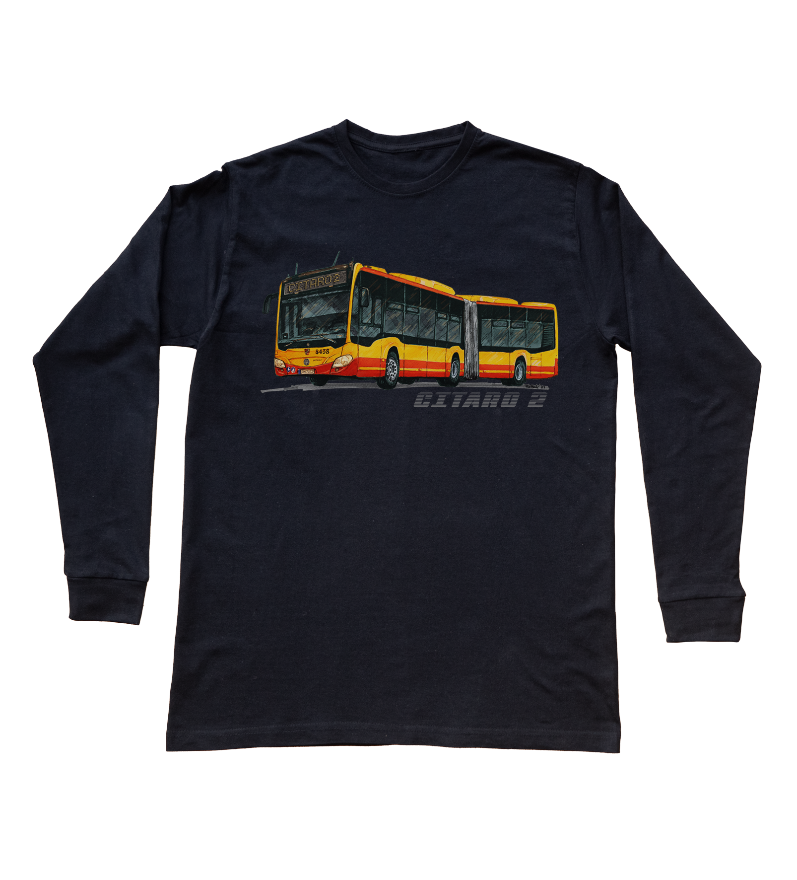 Mercedes-Benz Citaro — bluzka z długim rękawem (Rozmiar: 5 - 6 lat; Kolor koszulki: czarny; Rodzaj nadruku: Mercedes-Benz Citaro)