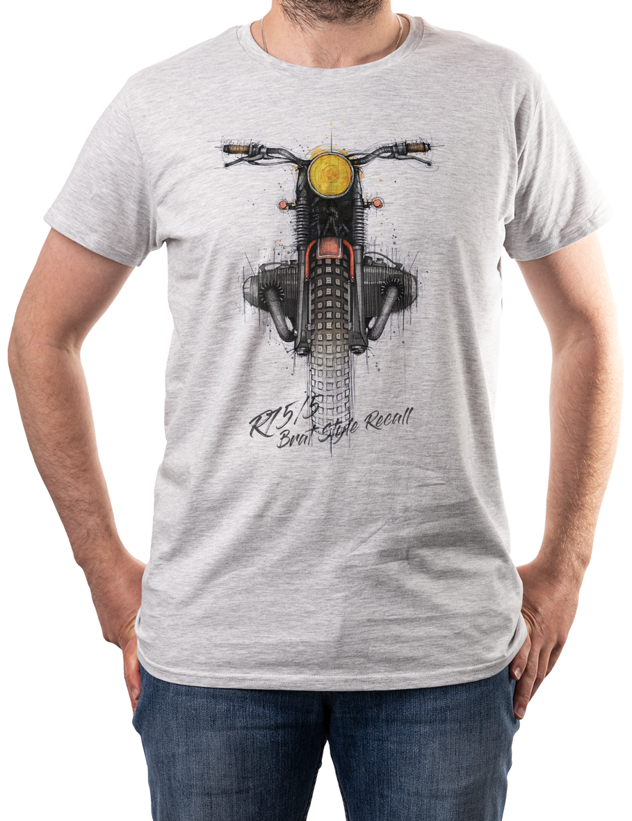 BMW R 75/5 — koszulka (Kolor koszulki: jasnoszary melanż; Rozmiar: XL (męska); Rodzaj nadruku: R 75/5)