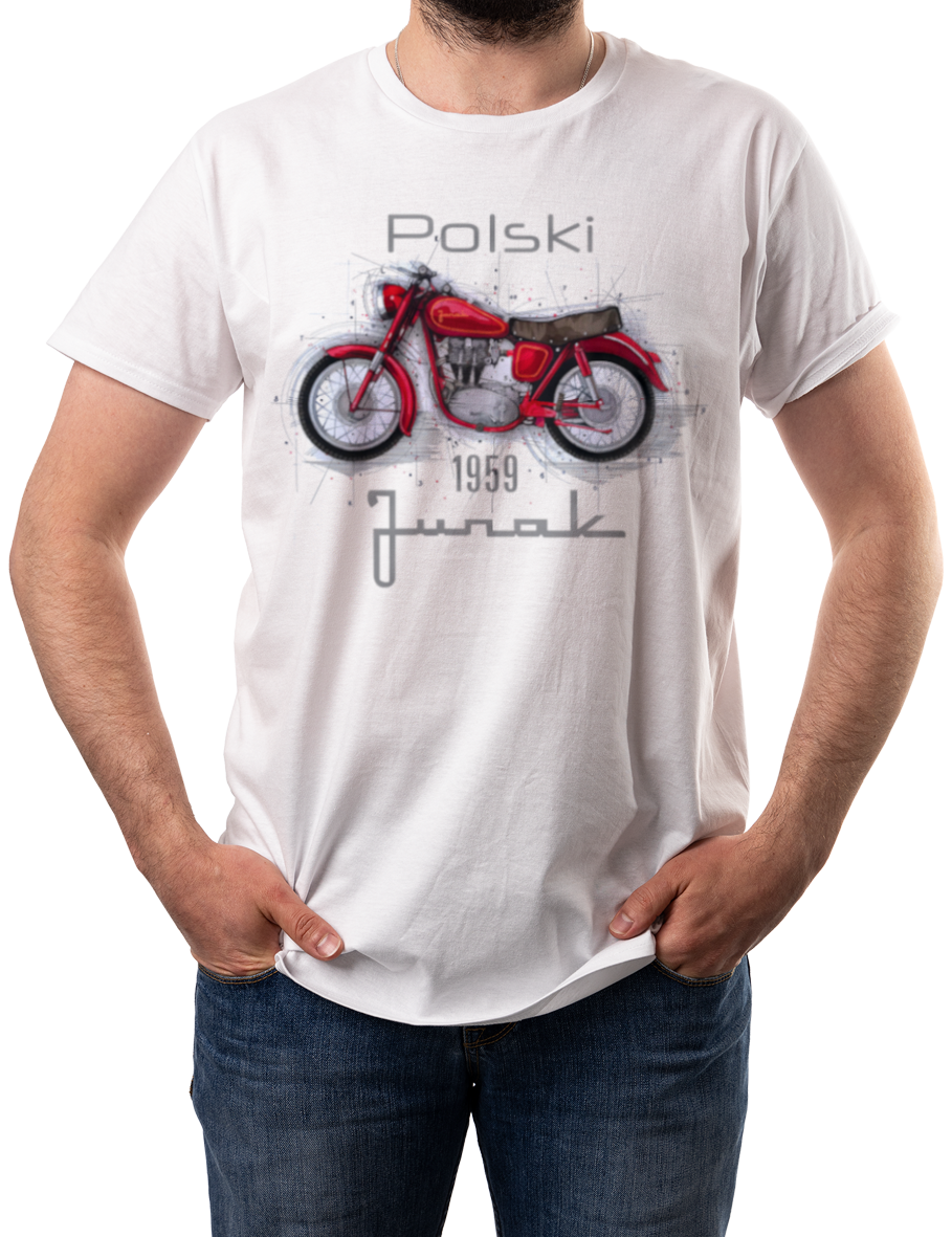 Junak — koszulka (Kolor koszulki: biały; Rozmiar: L (męska); Rodzaj nadruku: Junak)