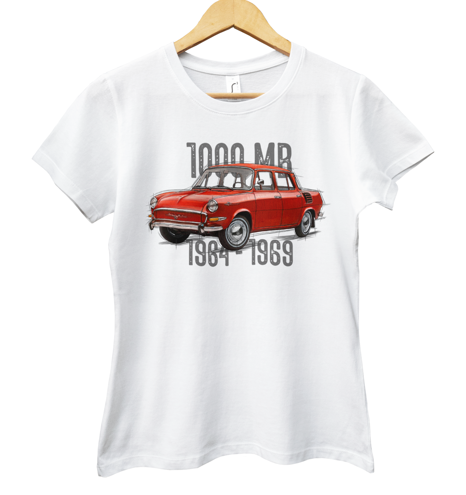 Škoda 1000 MB — koszulka (Kolor koszulki: biały; Rozmiar: M (damska); Rodzaj nadruku: Škoda 1000 MB)