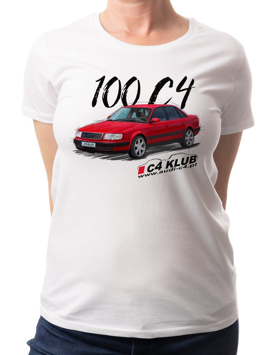 Audi C4 Zlot — koszulka (Kolor koszulki: biały; Rozmiar: 3XL (damska); Rodzaj nadruku: Audi C4)