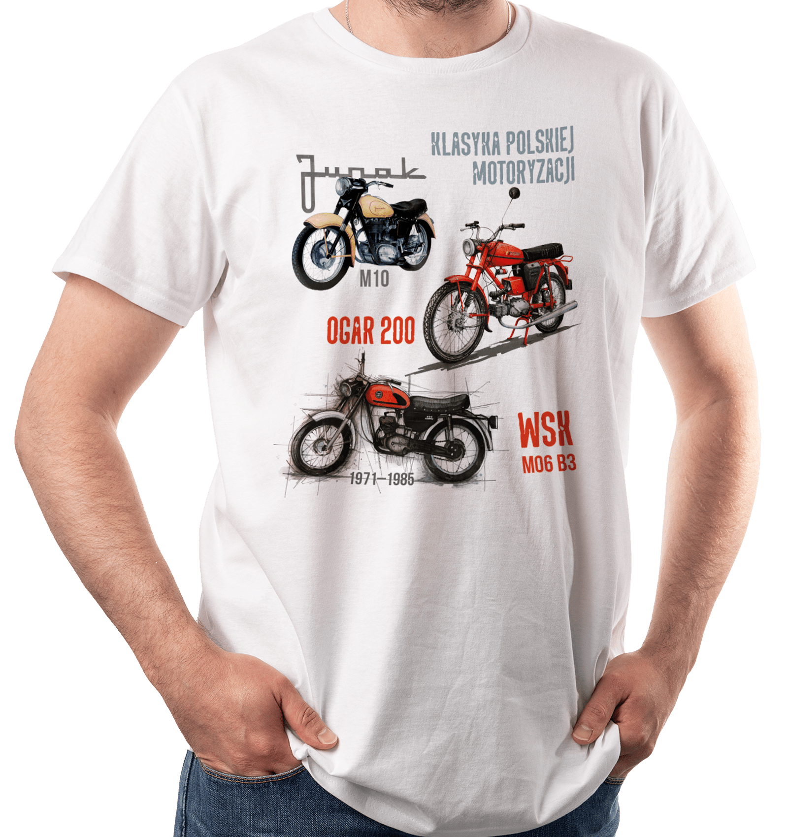 Koszulka dla motocyklisty (Kolor koszulki: biały; Rozmiar: 4XL (męska); Rodzaj nadruku: MOTMIX)