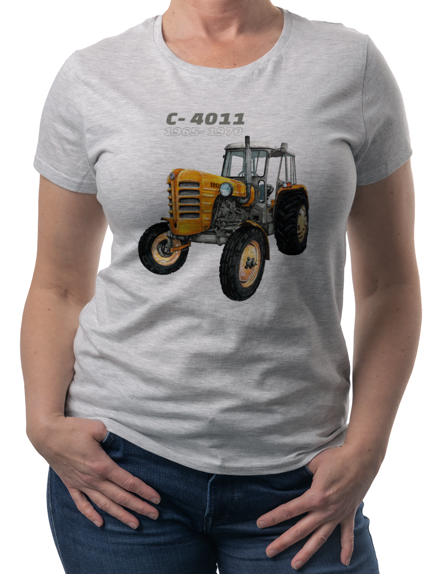 Ursus C-4011 — koszulka (Kolor koszulki: jasnoszary melanż; Rozmiar: XL (damska); Rodzaj nadruku: Ursus C-4011)