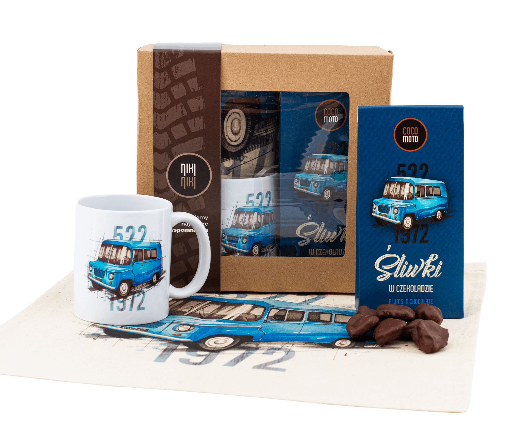 Nysa — paczka (Zawartość paczki: koszulka - torba - kubek - słodycze; Rozmiar koszulki / bluzy: 3 - 4 lata; Kolor koszulki / bluzy: jasnoszary melanż;