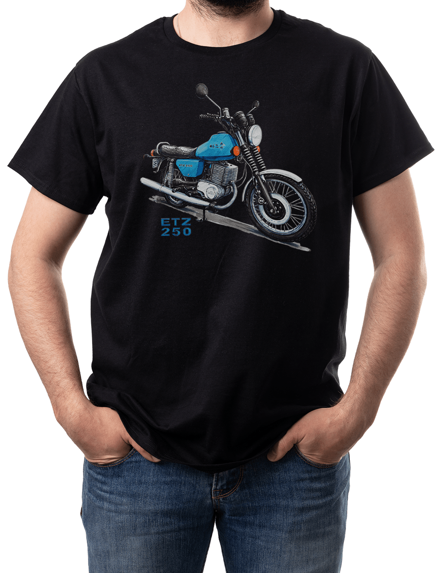 MZ ETZ 250 — koszulka (Kolor koszulki: czarny; Rozmiar: 4XL (męska); Rodzaj nadruku: MZ ETZ 250)