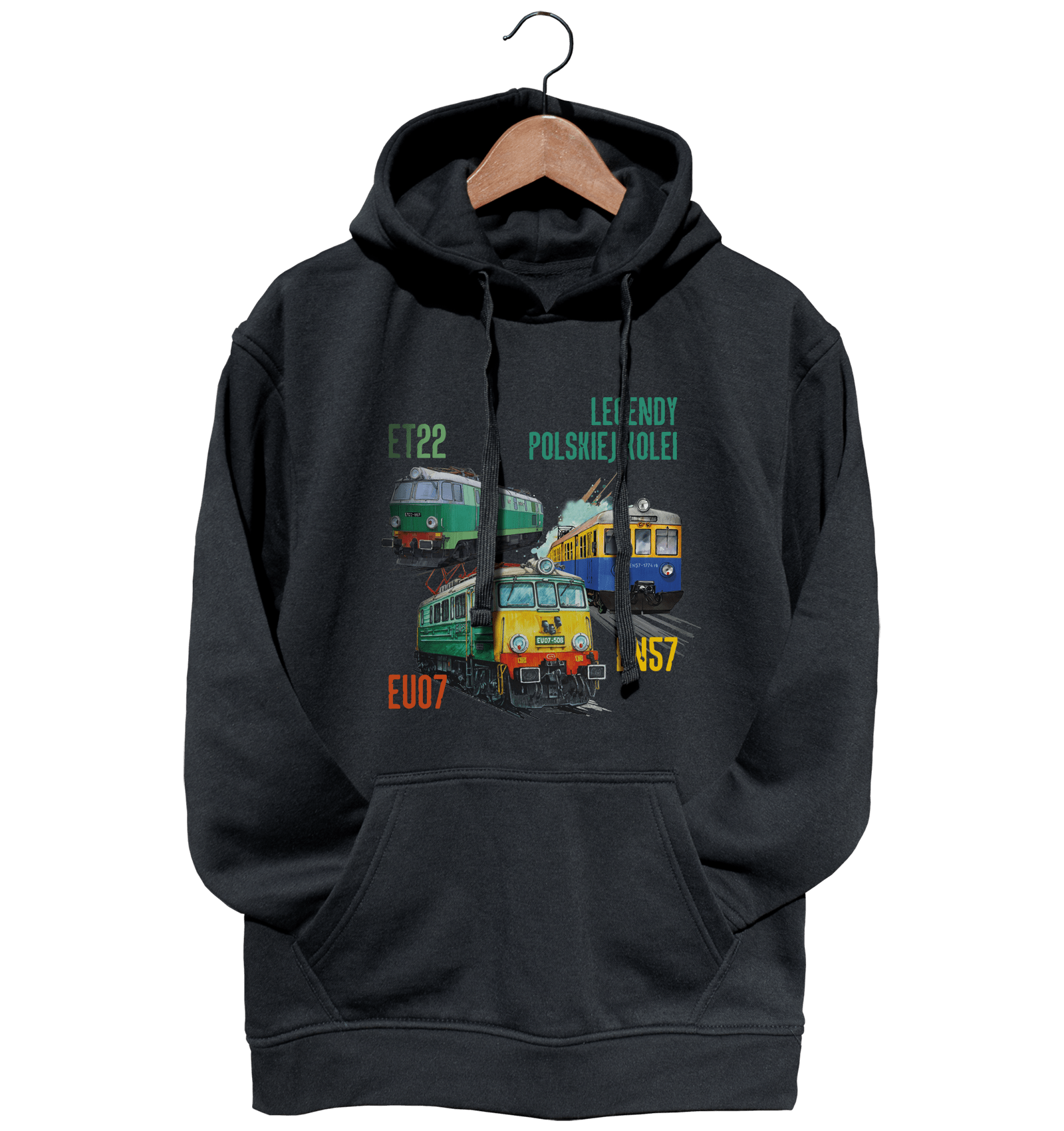 Bluza dla fana pociągów (Rozmiar: XXL; Kolor bluzy: czarny; Rodzaj nadruku: KOLMIX)