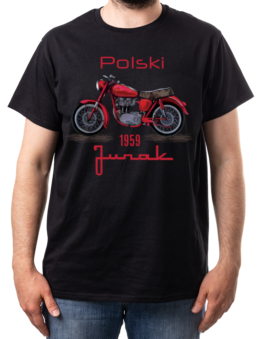 Junak — koszulka (Kolor koszulki: czarny; Rozmiar: XL (męska); Rodzaj nadruku: Junak)