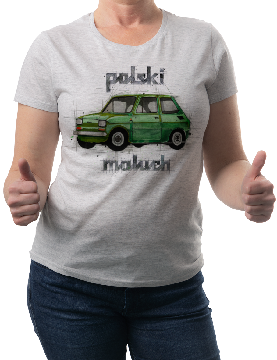 Maluch — koszulka (Kolor koszulki: jasnoszary melanż; Rozmiar: 3XL (damska); Rodzaj nadruku: Maluch)