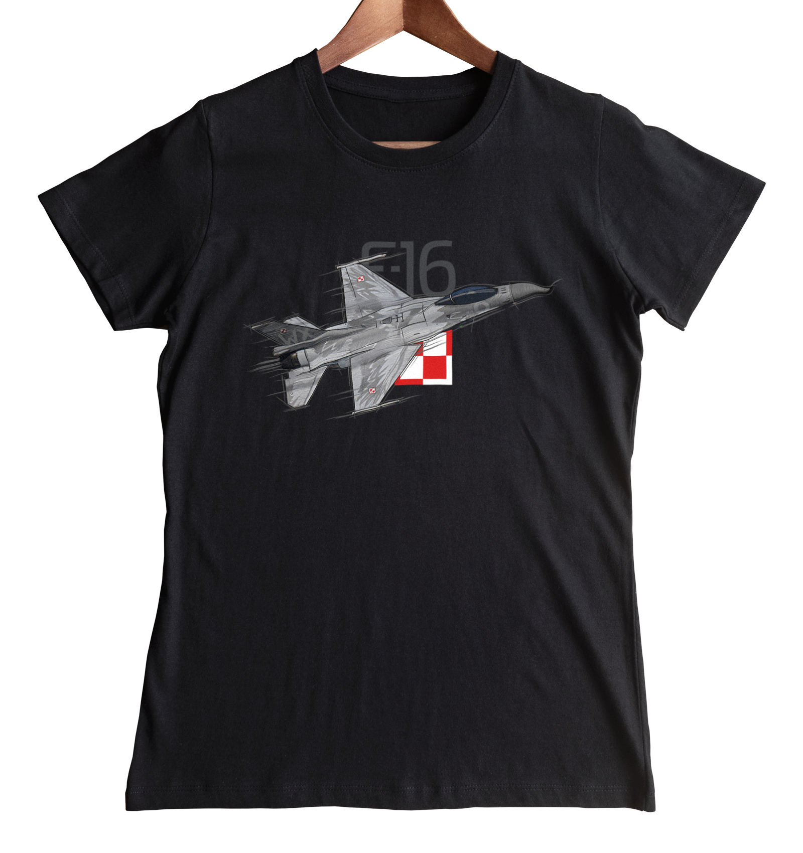 F-16 — koszulka (Kolor koszulki: czarny; Rozmiar: L (damska); Rodzaj nadruku: F-16)