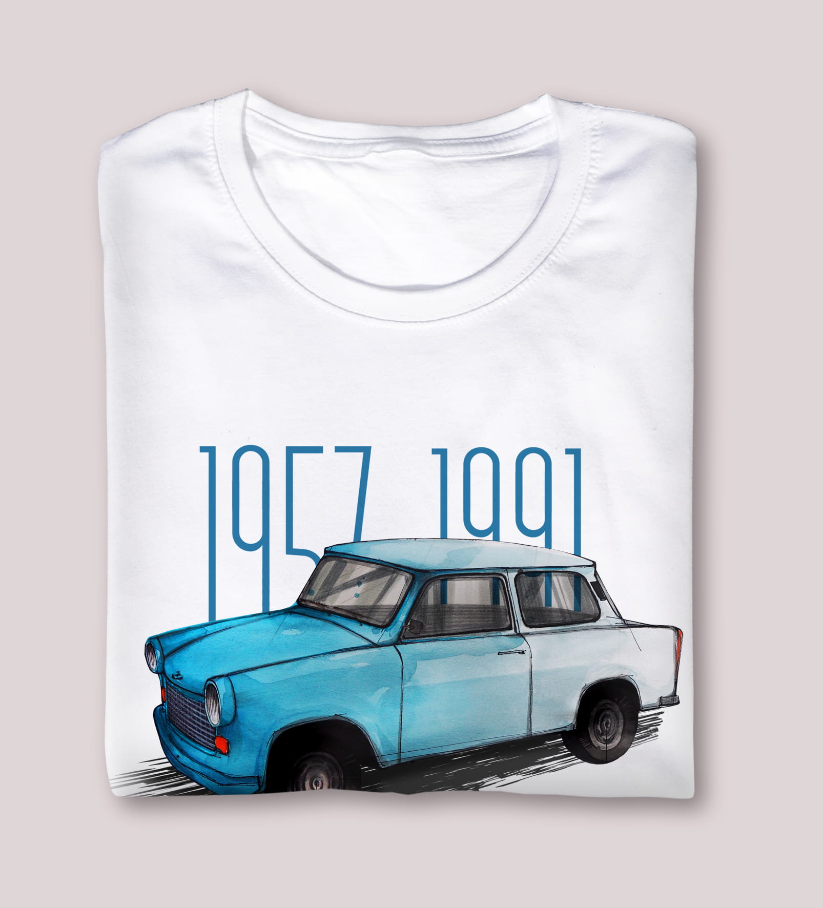 Trabant — koszulka (Kolor koszulki: biały; Rozmiar: 7 - 8 lat; Rodzaj nadruku: Trabant)