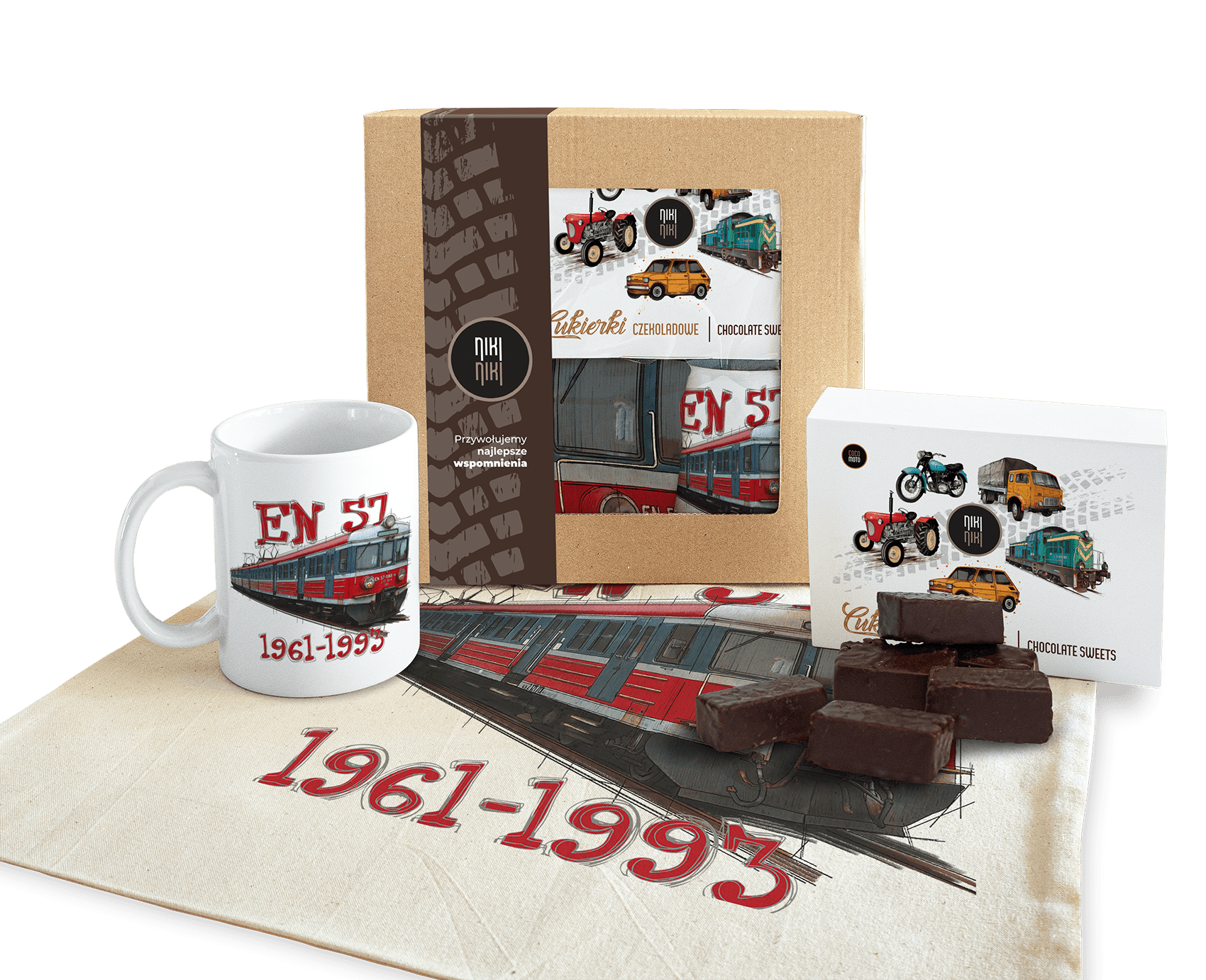 EN57 Regio — paczka (Zawartość paczki: koszulka - torba - kubek - słodycze; Rozmiar koszulki / bluzy: 3XL (męska); Kolor koszulki / bluzy: jasnoszary