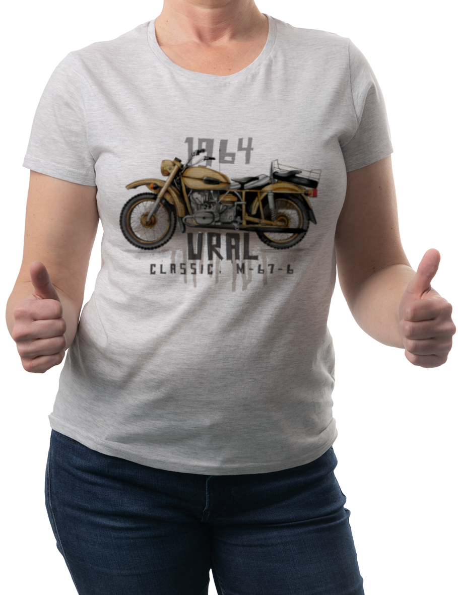 Ural — koszulka (Kolor koszulki: jasnoszary melanż; Rozmiar: 3XL (damska); Rodzaj nadruku: Ural)