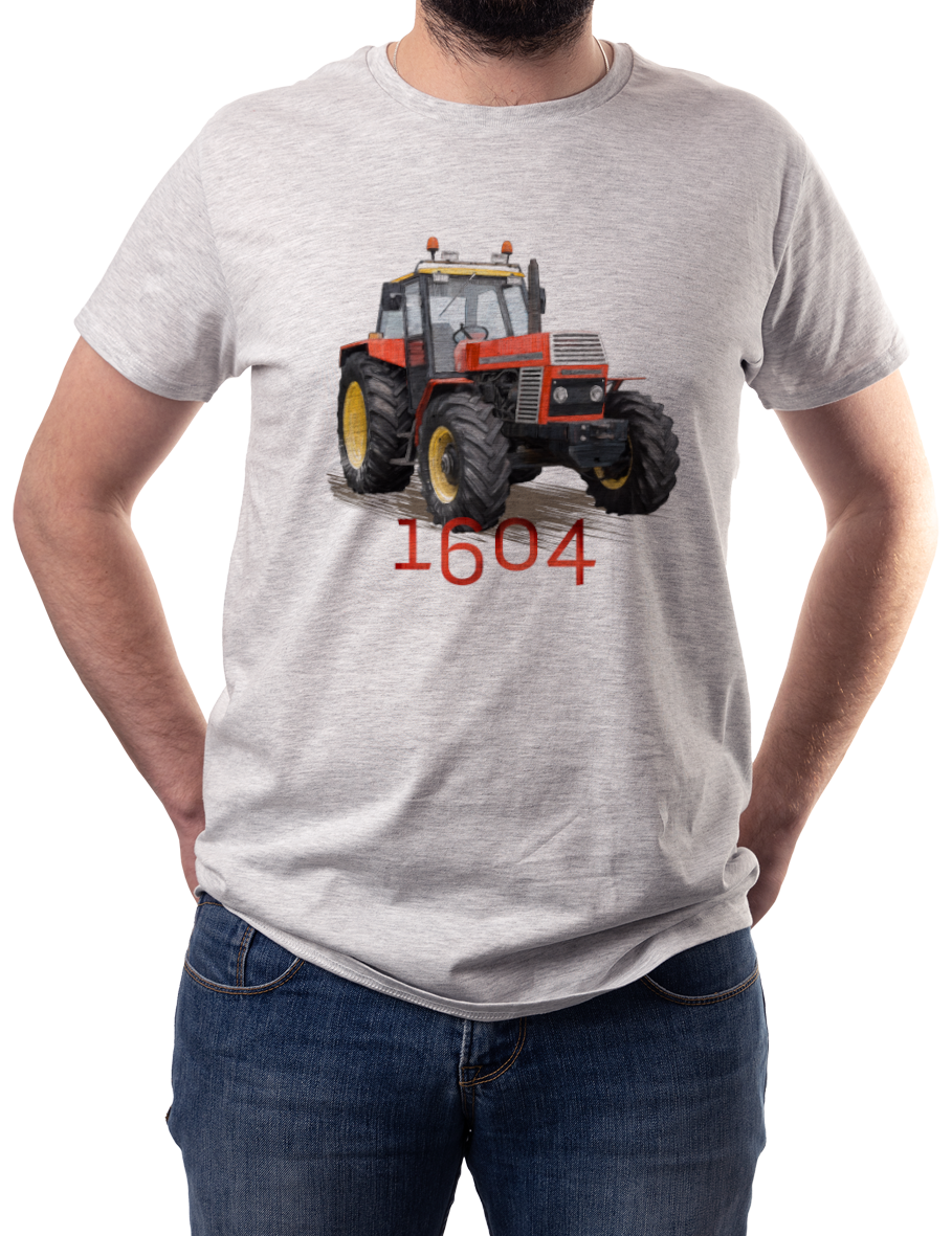 Ursus 1604 — koszulka (Kolor koszulki: jasnoszary melanż; Rozmiar: 4XL (męska); Rodzaj nadruku: Ursus 1604)