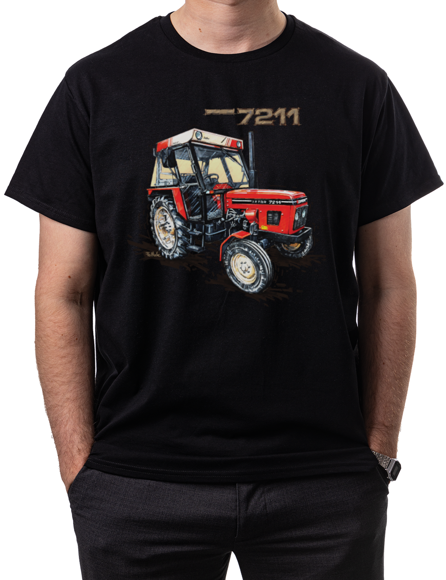 Zetor 7211 — koszulka (Kolor koszulki: czarny; Rozmiar: M (męska); Rodzaj nadruku: Zetor 7211)