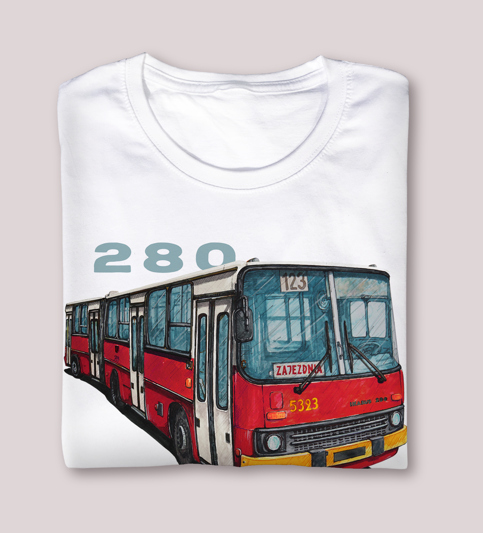 Ikarus 280 — koszulka (Kolor koszulki: biały; Rozmiar: 5 - 6 lat; Rodzaj nadruku: Ikarus 280)
