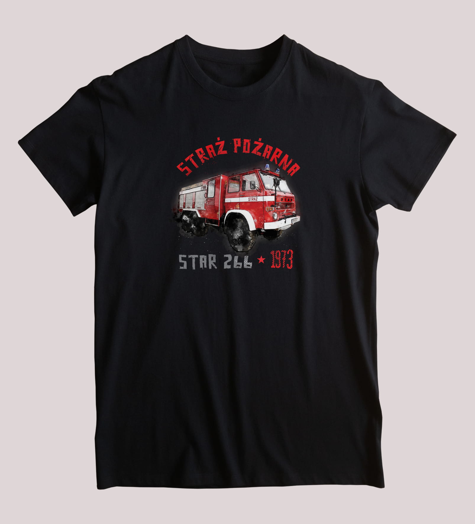 Straż Pożarna — koszulka (Kolor koszulki: czarny; Rozmiar: 9 - 11 lat; Rodzaj nadruku: Straż Pożarna)