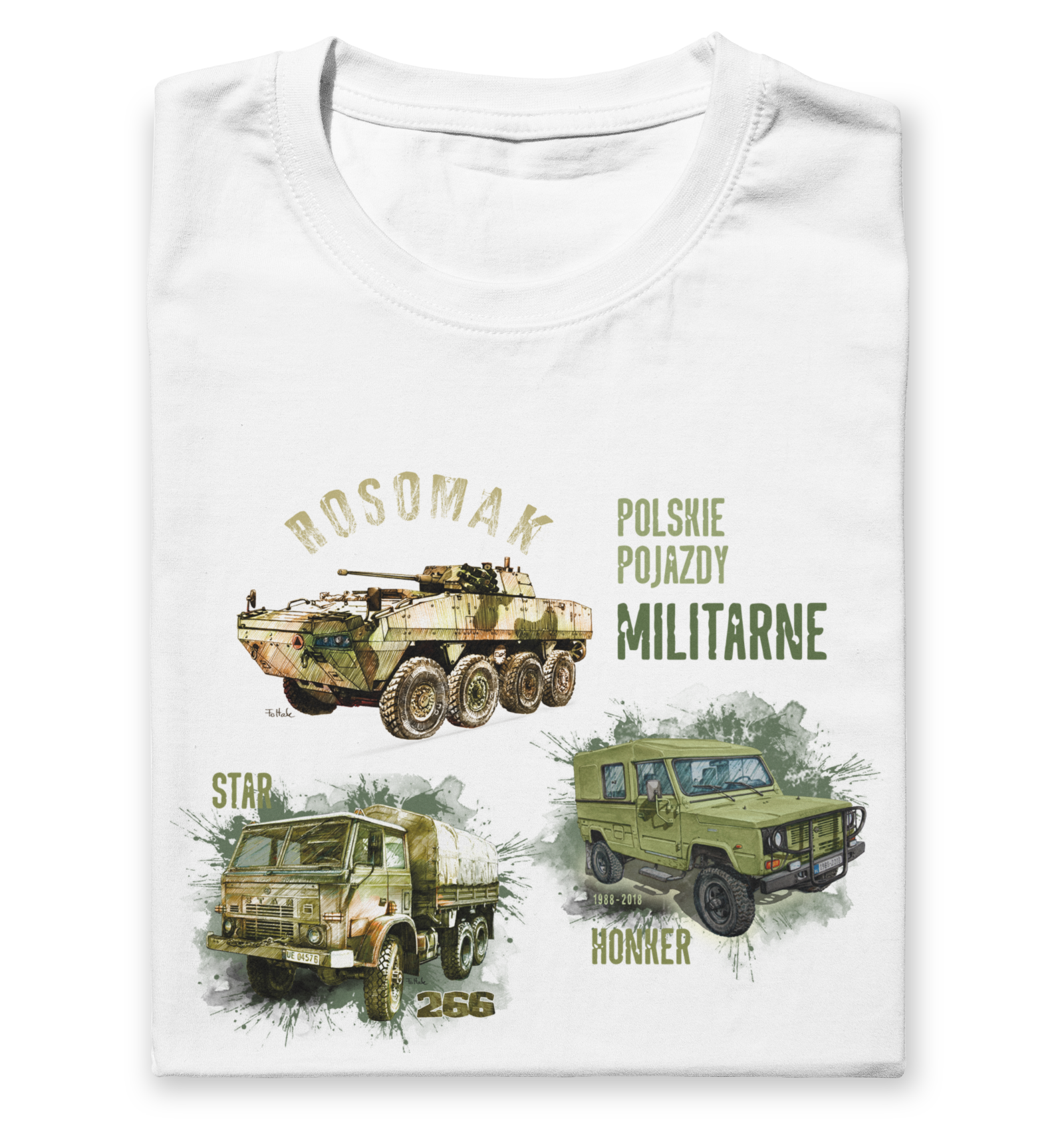 Koszulka dla fana militariów (Kolor koszulki: biały; Rozmiar: 1 rok; Rodzaj nadruku: MILMIX)