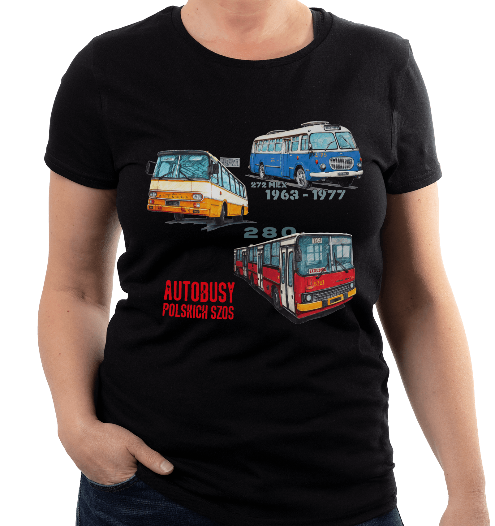 Koszulka dla kierowcy autobusu (Kolor koszulki: czarny; Rozmiar: XXL (damska); Rodzaj nadruku: BUSMIX)