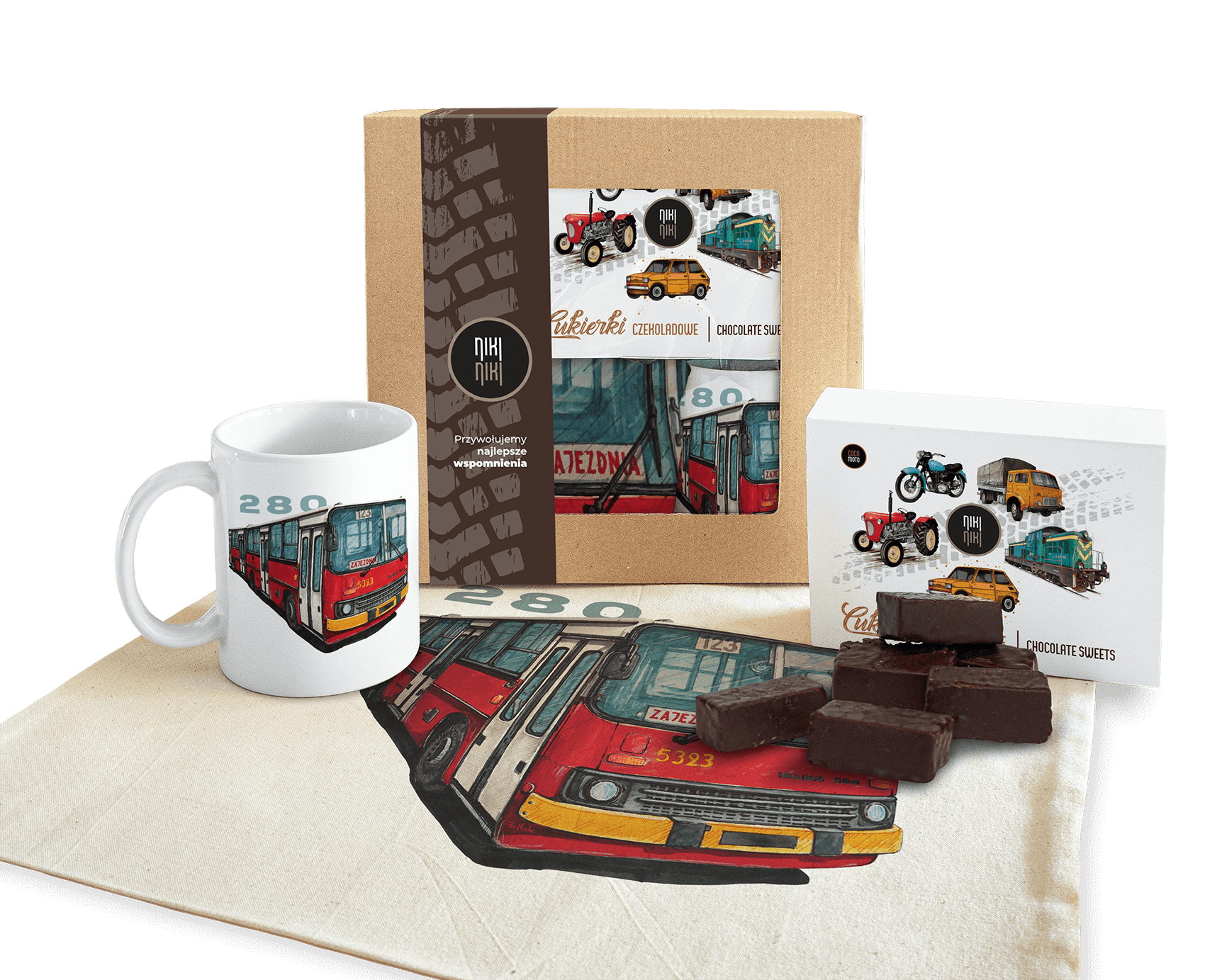 Ikarus 280 — paczka (Zawartość paczki: koszulka, torba, kubek, słodycze; Rozmiar koszulki / bluzy: XXL (damska); Kolor koszulki / bluzy: czarny; Rodza