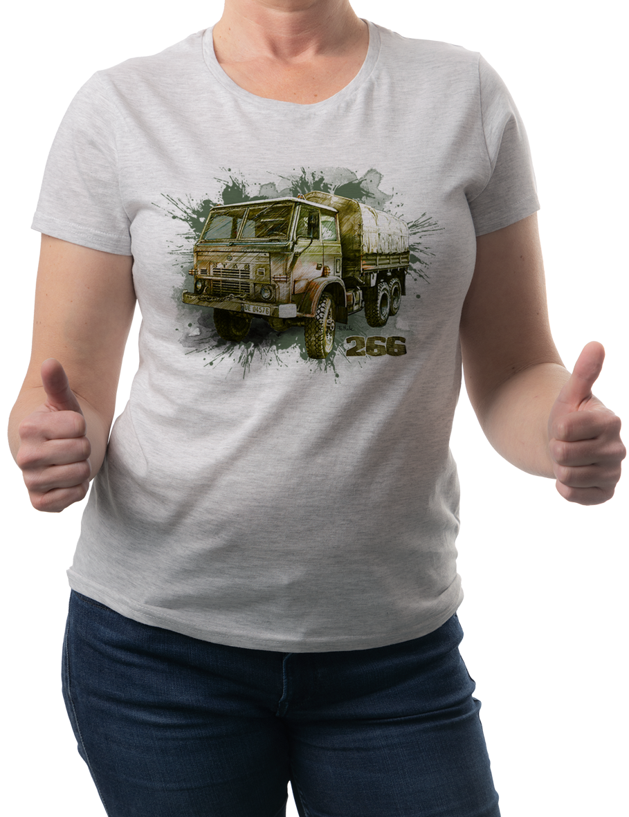 Star 266 — koszulka (Kolor koszulki: jasnoszary melanż; Rozmiar: S (damska); Rodzaj nadruku: Star 266)