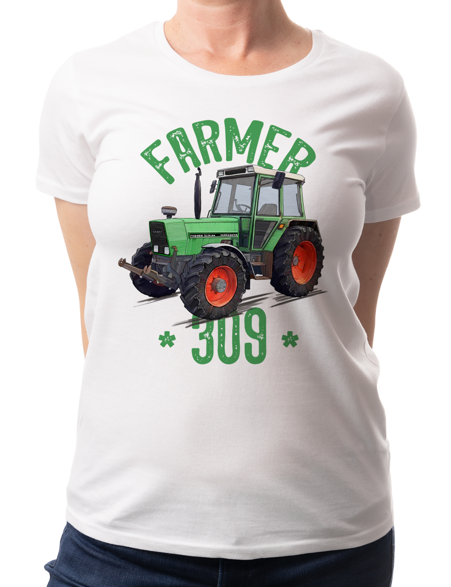 Fendt Farmer — koszulka (Kolor koszulki: biały; Rozmiar: L (damska); Rodzaj nadruku: Fendt Farmer 309)