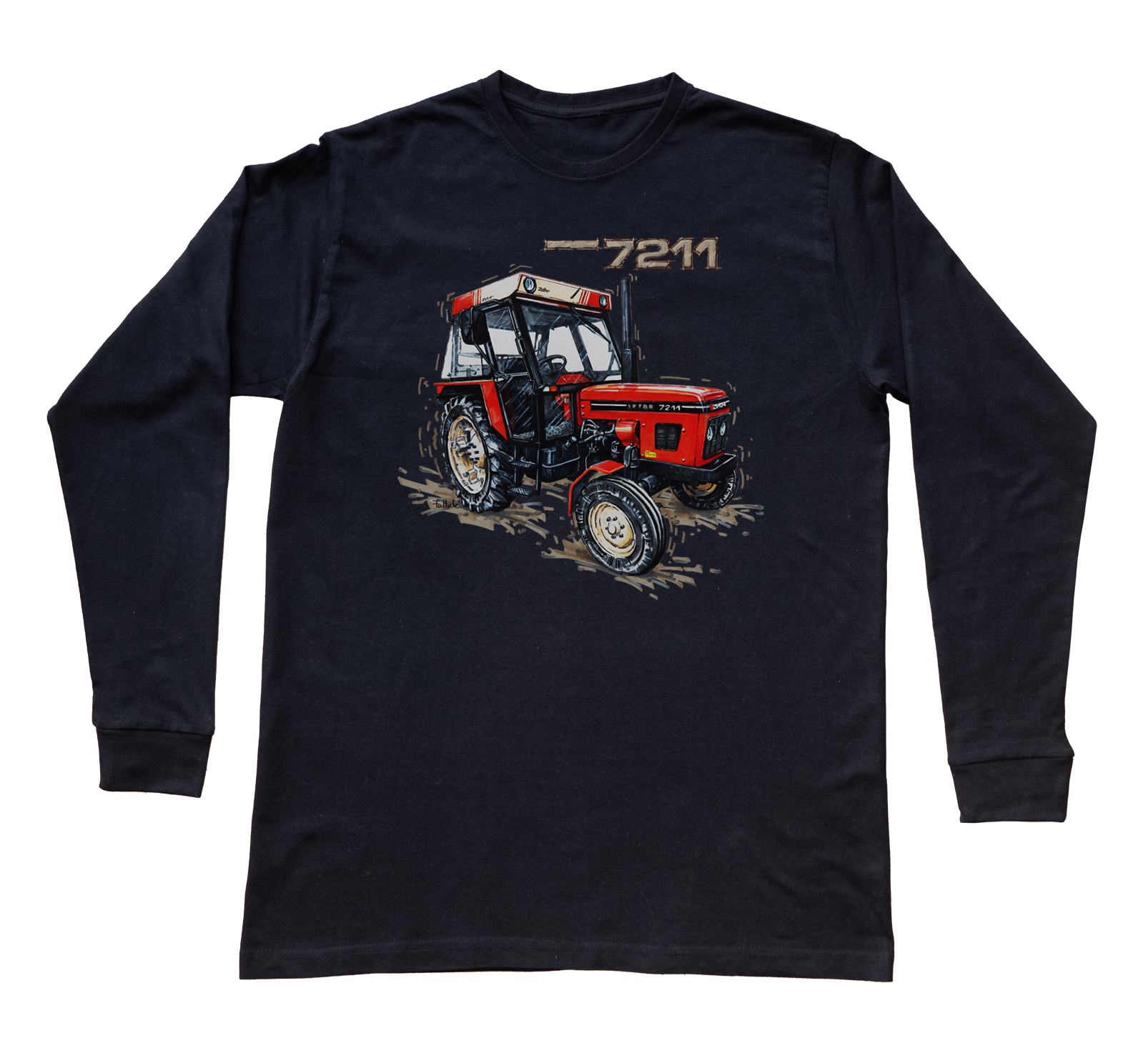 Zetor 7211 — bluzka z długim rękawem (Rozmiar: XXL (dorosła); Kolor koszulki: czarny; Rodzaj nadruku: Zetor 7211)