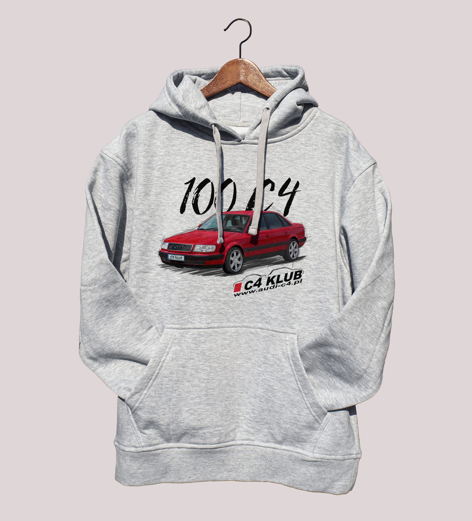 Audi C4 Zlot — bluza (Rozmiar: 12 - 14 lat; Kolor bluzy: szary; Rodzaj nadruku: Audi C4)