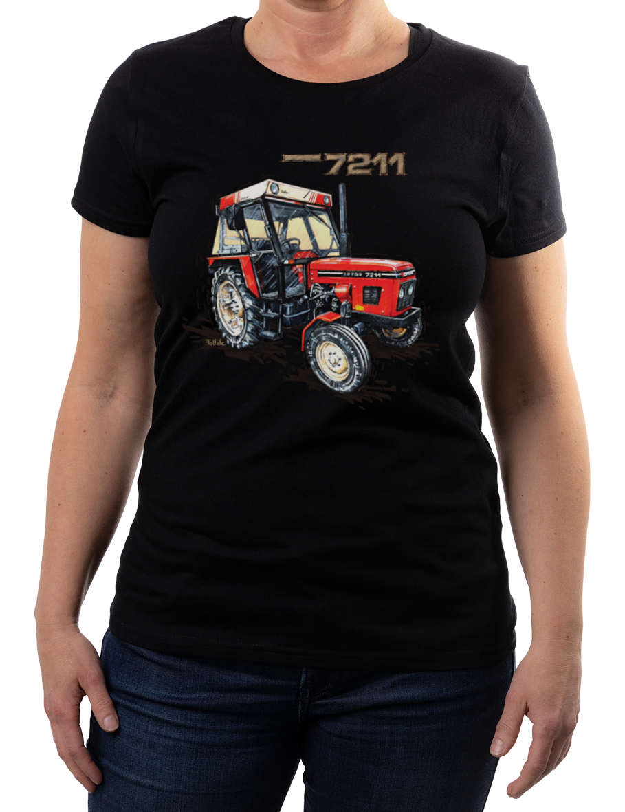 Zetor 7211 — koszulka (Kolor koszulki: czarny; Rozmiar: L (damska); Rodzaj nadruku: Zetor 7211)