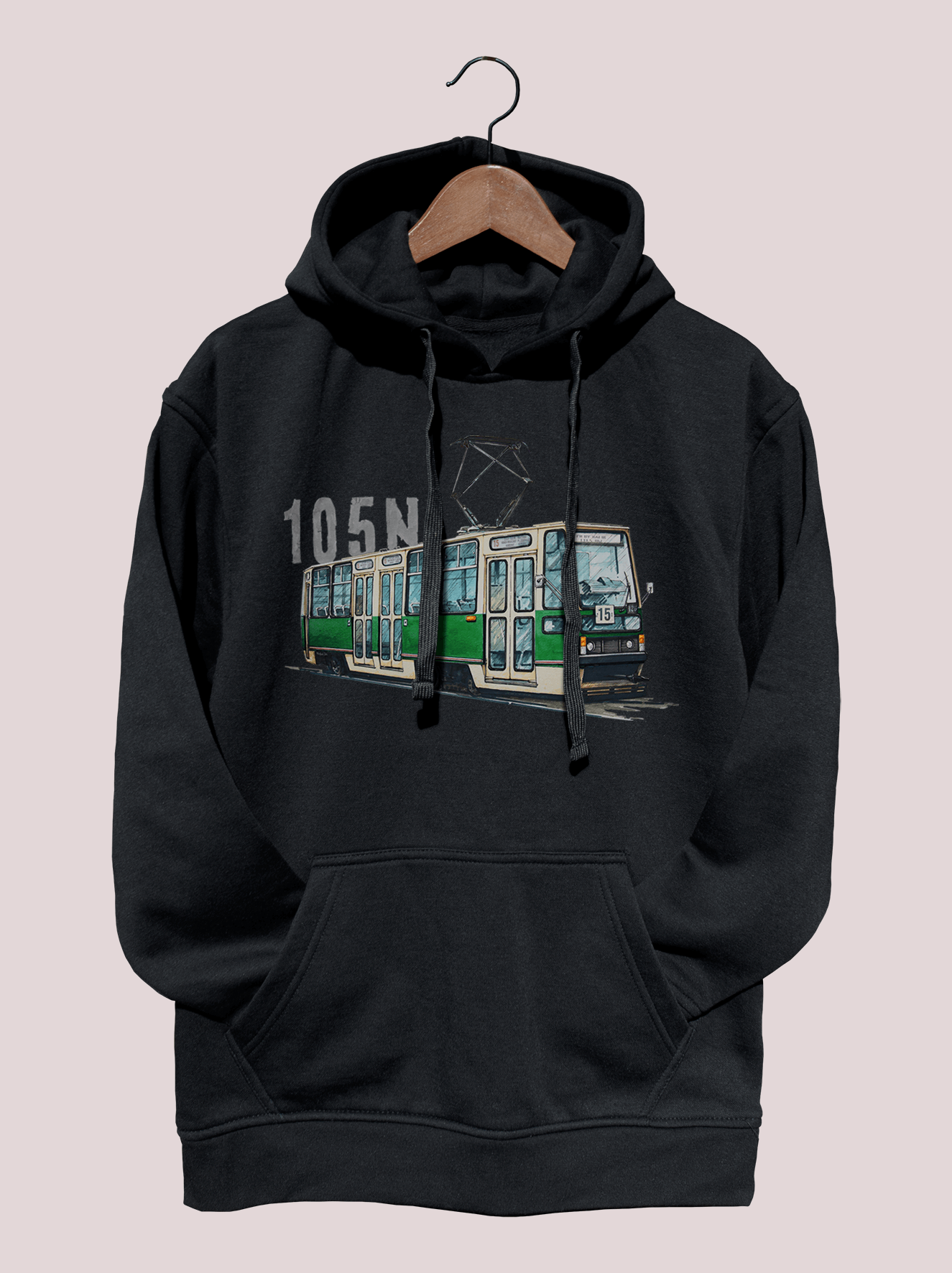 Konstal 105N — bluza (Rozmiar: S; Kolor bluzy: czarny; Rodzaj nadruku: Konstal 105N)