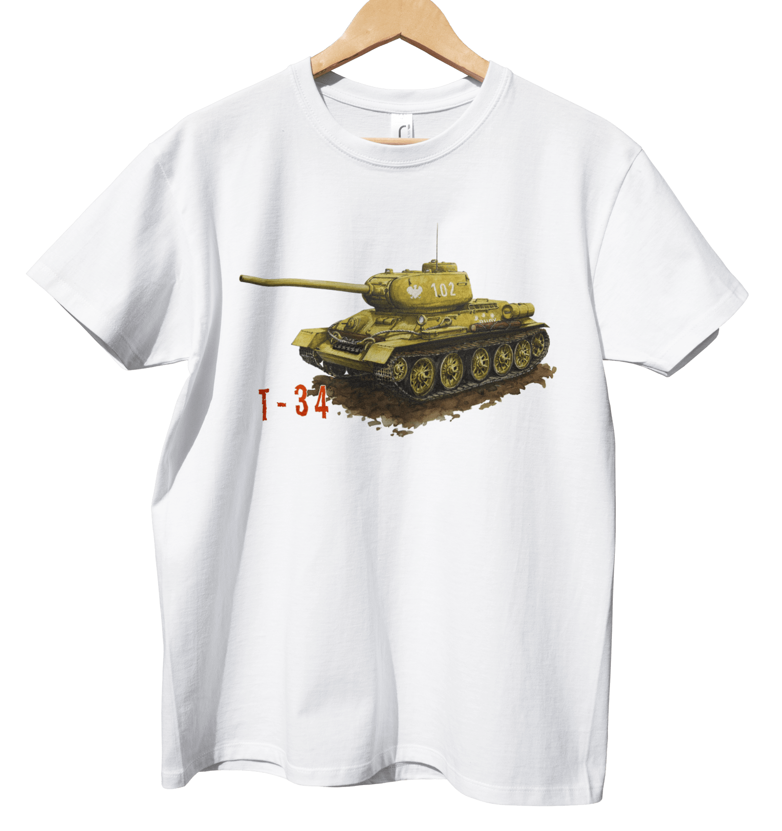 T-34 — koszulka (Kolor koszulki: biały; Rozmiar: M (męska); Rodzaj nadruku: T-34)