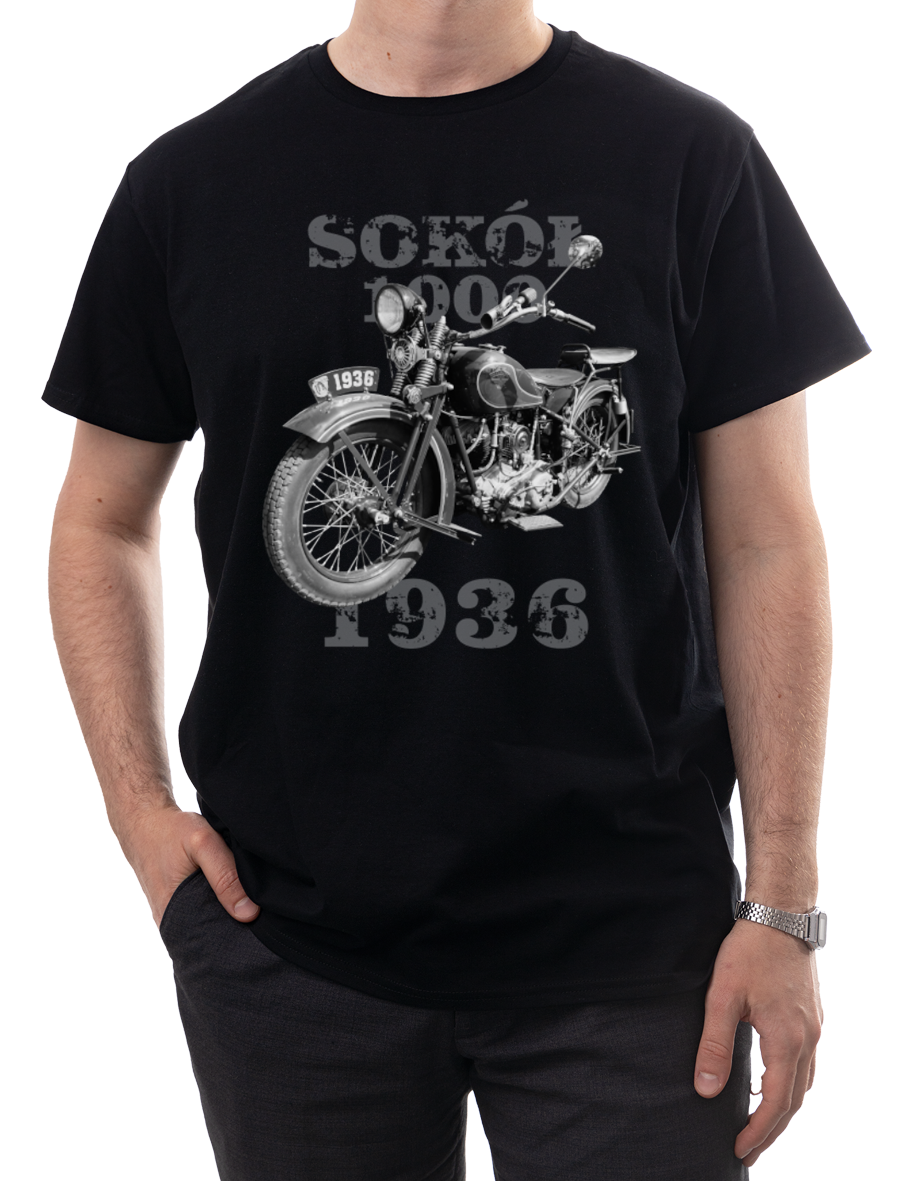 Sokół — koszulka (Kolor koszulki: czarny; Rozmiar: L (męska); Rodzaj nadruku: Sokół)