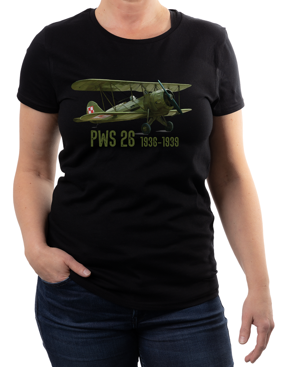 PWS-26 — koszulka (Kolor koszulki: czarny; Rozmiar: S (damska); Rodzaj nadruku: PWS-26)