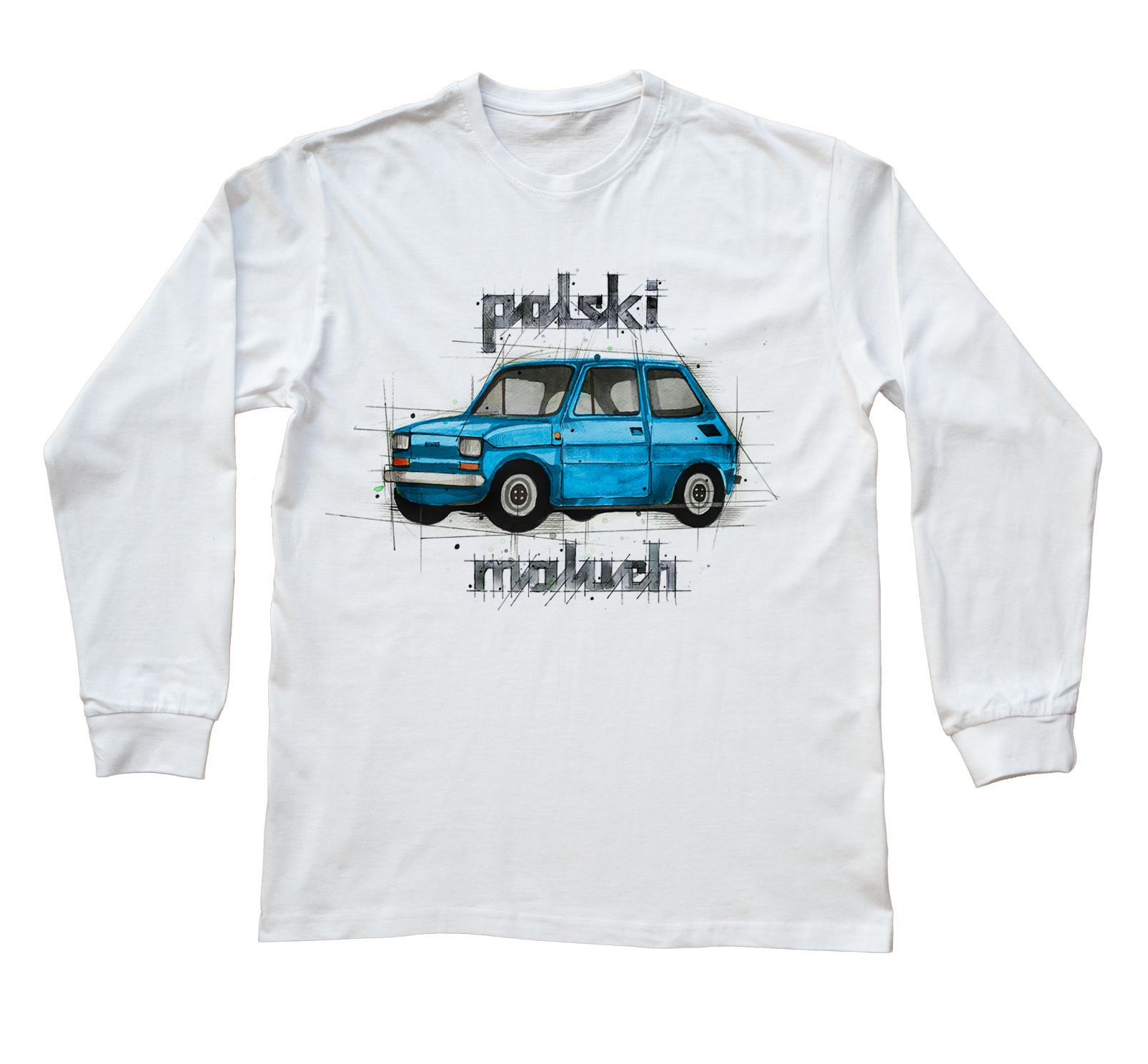 Maluch — bluzka z długim rękawem (Rozmiar: XL (dorosła); Kolor koszulki: biały; Rodzaj nadruku: Maluch)