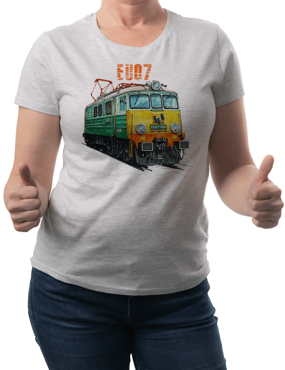 EU07 — koszulka (Kolor koszulki: jasnoszary melanż; Rozmiar: 3XL (damska); Rodzaj nadruku: EU07)