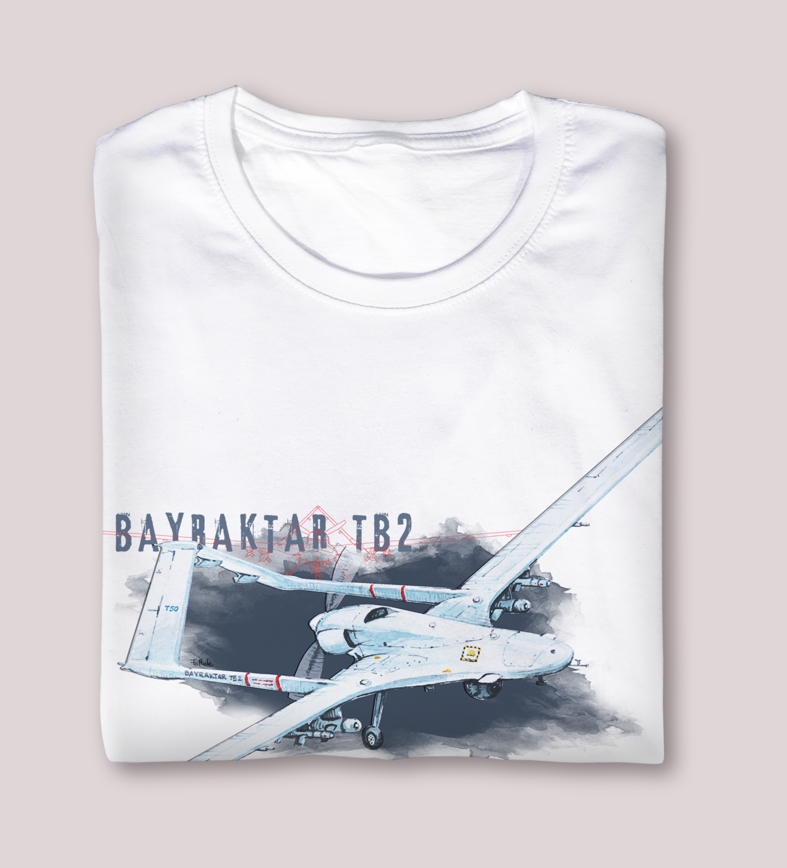 Bayraktar — koszulka (Kolor koszulki: biały; Rozmiar: 9 - 11 lat; Rodzaj nadruku: Bayraktar TB2)