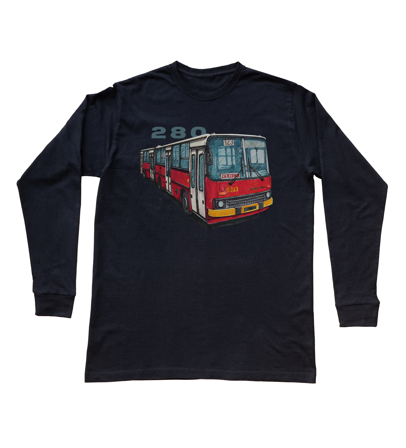 Ikarus 280 — bluzka z długim rękawem (Rozmiar: M (dorosła); Kolor koszulki: czarny; Rodzaj nadruku: Ikarus 280)