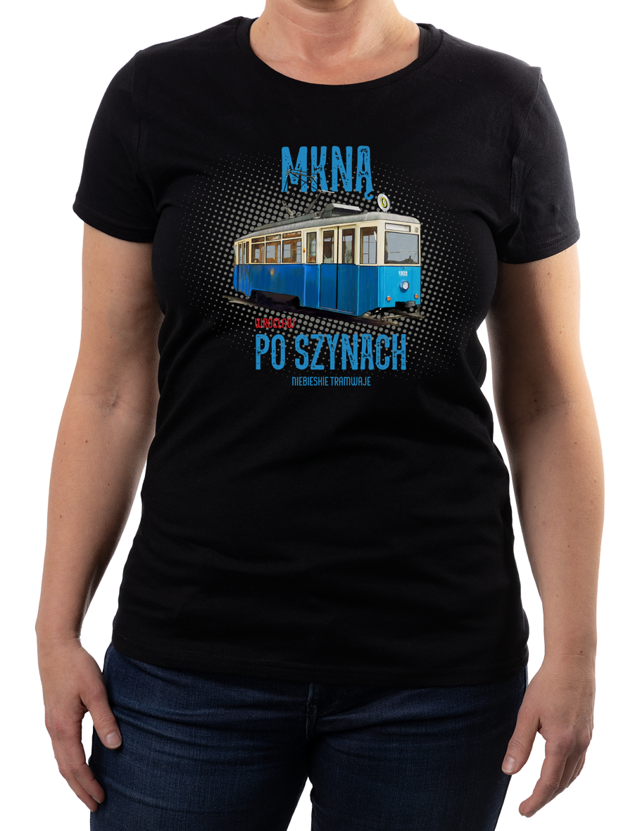 Konstal N — koszulka (Kolor koszulki: czarny; Rozmiar: 3XL (damska); Rodzaj nadruku: Konstal N — wrocławski tramwaj)