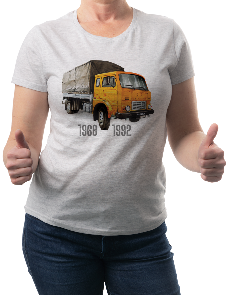 Jelcz — koszulka (Kolor koszulki: jasnoszary melanż; Rozmiar: 3XL (damska); Rodzaj nadruku: Jelcz)